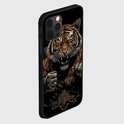 Чехол для iPhone 12 Pro Max Муай-Тай боевой тигр в перчатках, цвет: 3D-черный — фото 2