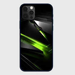 Чехол для iPhone 12 Pro Max Зеленая абстрактная конструкция в стиле nvidia, цвет: 3D-черный