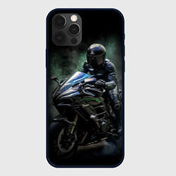 Чехол для iPhone 12 Pro Max Мотоциклист на спортивном байке, цвет: 3D-черный