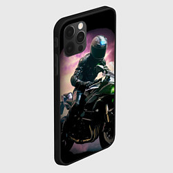 Чехол для iPhone 12 Pro Max Мотоциклист в тумане, цвет: 3D-черный — фото 2