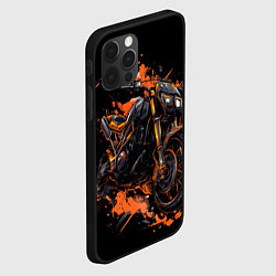 Чехол для iPhone 12 Pro Max Старый мотоцикл и оранжевые кляксы, цвет: 3D-черный — фото 2