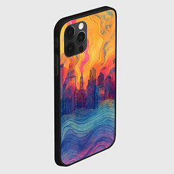 Чехол для iPhone 12 Pro Max Абстрактный город в волнах красок, цвет: 3D-черный — фото 2