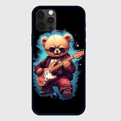 Чехол для iPhone 12 Pro Max Плюшевый медведь музыкант с гитарой, цвет: 3D-черный