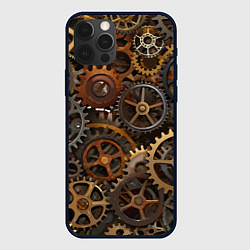 Чехол для iPhone 12 Pro Max Стимпанк ржавые шестеренки текстура, цвет: 3D-черный