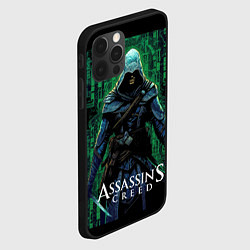 Чехол для iPhone 12 Pro Max Assassins creed зеленый стиль матрицы, цвет: 3D-черный — фото 2