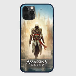 Чехол для iPhone 12 Pro Max Assassins creed на фоне дворца, цвет: 3D-черный