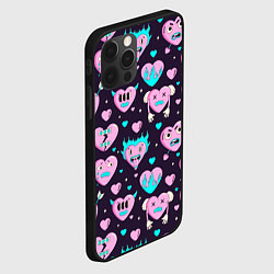 Чехол для iPhone 12 Pro Max Паттерн с арт сердцами, цвет: 3D-черный — фото 2