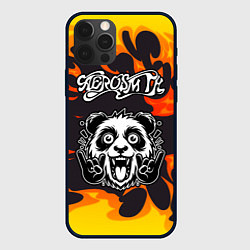 Чехол для iPhone 12 Pro Max Aerosmith рок панда и огонь, цвет: 3D-черный