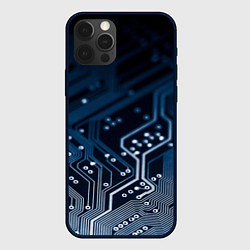 Чехол для iPhone 12 Pro Max Дорожки платы, цвет: 3D-черный