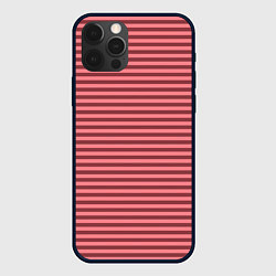 Чехол для iPhone 12 Pro Max Тёмный розовый полосатый, цвет: 3D-черный