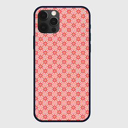 Чехол для iPhone 12 Pro Max Светлый красно-розовый паттерн цветочный, цвет: 3D-черный