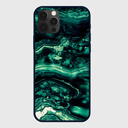 Чехол для iPhone 12 Pro Max Текстура бирюзового мрамора, цвет: 3D-черный