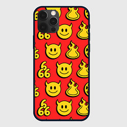 Чехол для iPhone 12 Pro Max 666 y2k emoji pattern, цвет: 3D-черный