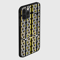 Чехол для iPhone 12 Pro Max Жёлто-белые треугольники на чёрном фоне, цвет: 3D-черный — фото 2