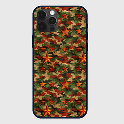 Чехол для iPhone 12 Pro Max Камуфляж со звездами СССР, цвет: 3D-черный