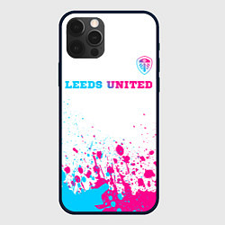 Чехол iPhone 12 Pro Max Leeds United neon gradient style посередине