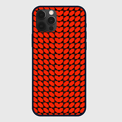 Чехол для iPhone 12 Pro Max Красные лепестки шестиугольники, цвет: 3D-черный