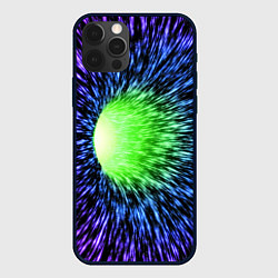 Чехол для iPhone 12 Pro Max Червоточина - градиентные лучи со свечением, цвет: 3D-черный