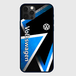 Чехол iPhone 12 Pro Max Volkswagen - бело-синий треугольник