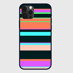 Чехол для iPhone 12 Pro Max Цветные разные полосы, цвет: 3D-черный