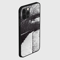 Чехол для iPhone 12 Pro Max Заснеженная лестница в парке, цвет: 3D-черный — фото 2