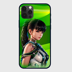 Чехол для iPhone 12 Pro Max Stellar Blade Eve зеленый абстракт, цвет: 3D-черный