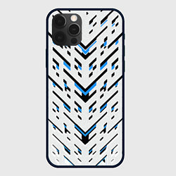 Чехол для iPhone 12 Pro Max Black and blue stripes on a white background, цвет: 3D-черный