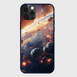 Чехол для iPhone 12 Pro Max Метеориты и планета, цвет: 3D-черный