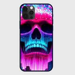 Чехол для iPhone 12 Pro Max Pixel skull blast brain - cyber city ai art, цвет: 3D-черный