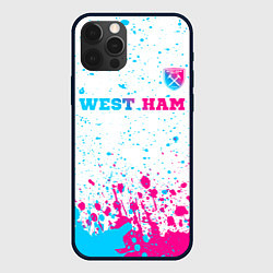 Чехол для iPhone 12 Pro Max West Ham neon gradient style посередине, цвет: 3D-черный