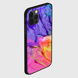 Чехол для iPhone 12 Pro Max Красочные разводы гуашью, цвет: 3D-черный — фото 2