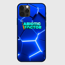 Чехол для iPhone 12 Pro Max Abiotic Factor логотип на синем неоновом фоне, цвет: 3D-черный