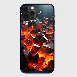 Чехол для iPhone 12 Pro Max Взрыв камней в красном неоне, цвет: 3D-черный