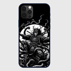 Чехол для iPhone 12 Pro Max Кричащий самурай и огромный монстр, цвет: 3D-черный