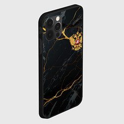 Чехол для iPhone 12 Pro Max Золотой герб России на черно-золотой текстуре, цвет: 3D-черный — фото 2