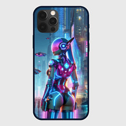 Чехол для iPhone 12 Pro Max Cyberpunk girl - neon glow ai art, цвет: 3D-черный
