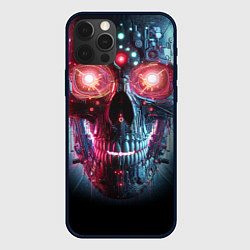 Чехол для iPhone 12 Pro Max Неоновый кибер череп - нейросеть, цвет: 3D-черный