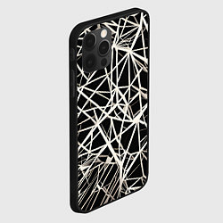 Чехол для iPhone 12 Pro Max Белые хаотичные линии на чёрном фоне, цвет: 3D-черный — фото 2