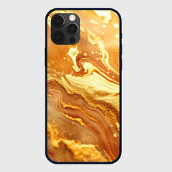 Чехол для iPhone 12 Pro Max Жидкое золото текстура, цвет: 3D-черный