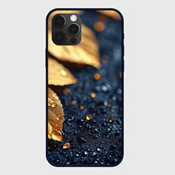 Чехол для iPhone 12 Pro Max Золотые листья на темном фоне, цвет: 3D-черный