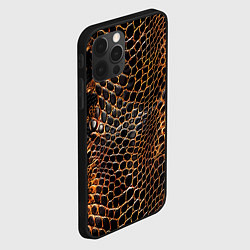 Чехол для iPhone 12 Pro Max Реалистичная кожа змеи темно коричневая, цвет: 3D-черный — фото 2