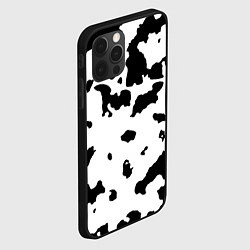 Чехол для iPhone 12 Pro Max Черно белый пятнистый узор, цвет: 3D-черный — фото 2