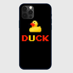 Чехол для iPhone 12 Pro Max Пиксельная уточка, цвет: 3D-черный