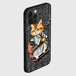Чехол для iPhone 12 Pro Max Котенок самурай на скейтборде, цвет: 3D-черный — фото 2