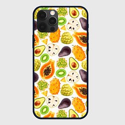 Чехол для iPhone 12 Pro Max Экзотический фруктовый узор, цвет: 3D-черный