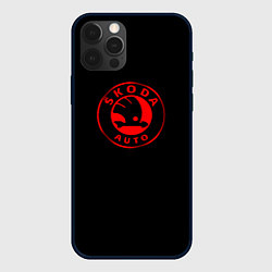 Чехол для iPhone 12 Pro Max Skoda red logo, цвет: 3D-черный