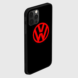 Чехол для iPhone 12 Pro Max Volkswagen red logo, цвет: 3D-черный — фото 2