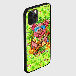 Чехол для iPhone 12 Pro Max Свинка с гитарой жаркое лето, цвет: 3D-черный — фото 2