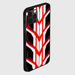 Чехол для iPhone 12 Pro Max Красные полосы на чёрно-белом фоне, цвет: 3D-черный — фото 2