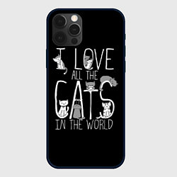 Чехол для iPhone 12 Pro Max Я люблю всех котов в мире, цвет: 3D-черный